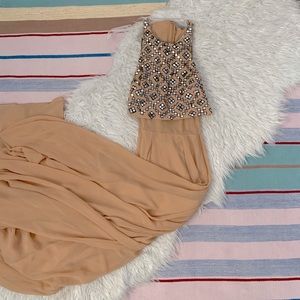 gold asos full length maxi dress wedding